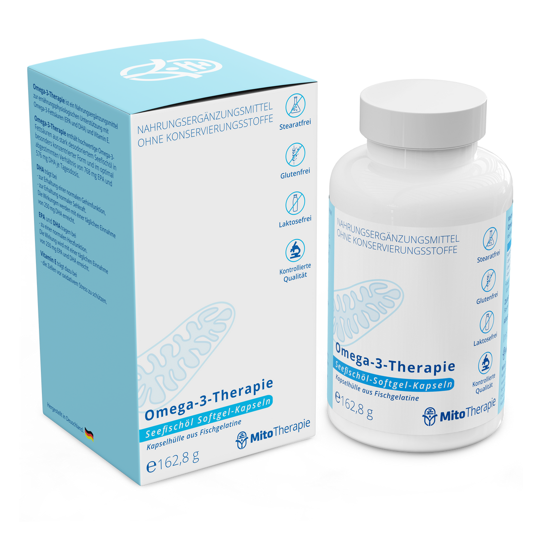 Omega-3-Therapie – Seefischöl-Softgel-Kapseln – 120 Kapseln mit den wichtigen Omega-3-Fettsäuren EPA und DHA in besonders konzentrierter Form