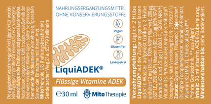 LiquiADEK® – flüssige Vitamine A, D, E und K2 (Menaquinon-7) – vegan, höchste Bioverfügbarkeit – 30 ml