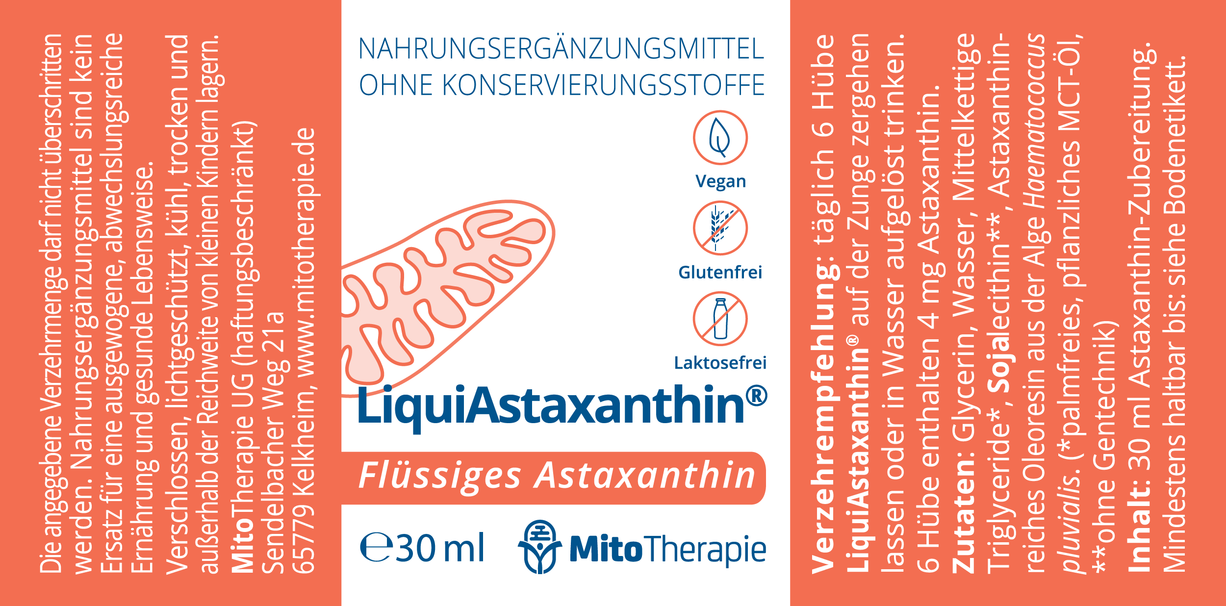 LiquiAstaxanthin® – flüssiges Astaxanthin aus Algen – vegan, höchste Bioverfügbarkeit – 30 ml
