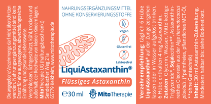 LiquiAstaxanthin® – flüssiges Astaxanthin aus Algen – vegan, höchste Bioverfügbarkeit – 30 ml