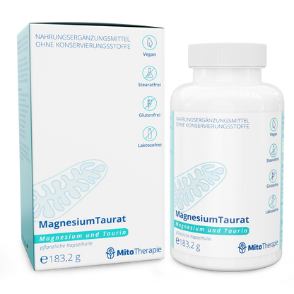 Taurate de magnésium - le magnésium deux en un - 180 gélules végétaliennes de 900 mg chacune