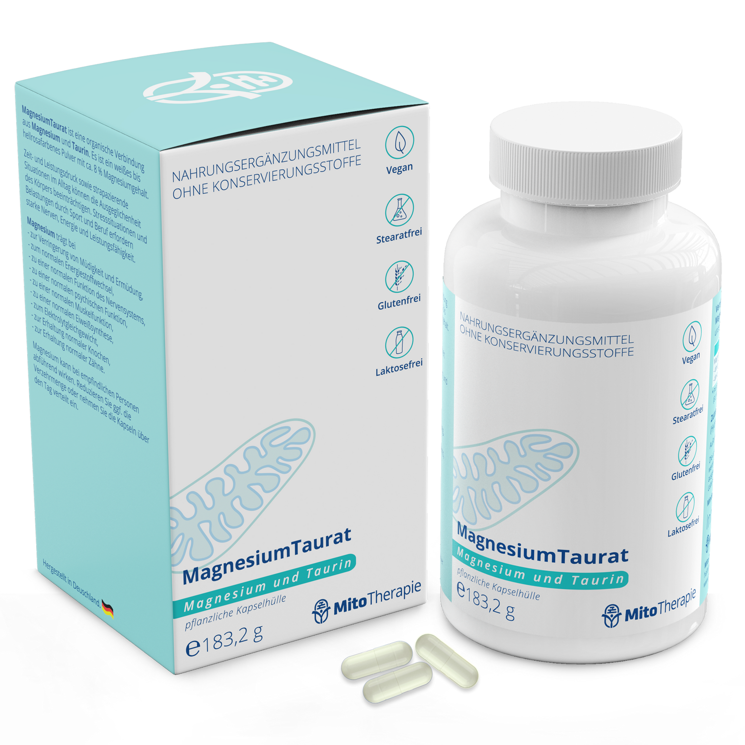 MagnesiumTaurat – das Zwei in einem Magnesium - 180 vegane Kapseln mit je 900 mg