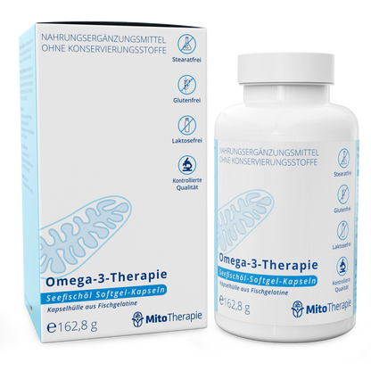 Omega-3-Therapie – Seefischöl-Softgel-Kapseln – 120 Kapseln mit den wichtigen Omega-3-Fettsäuren EPA und DHA in besonders konzentrierter Form