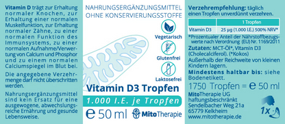 Vitamin D3 Tropfen – 1000 I.E. je Tropfen